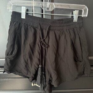 Women's Lightweight Black Beach Breezy Drawstring Shorts Vacation, Small